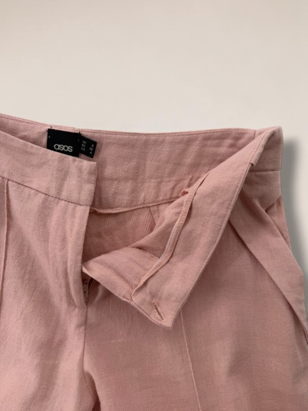 ASOS Blush Pink High-Rise Linen Trousers - Picture 3 of 6